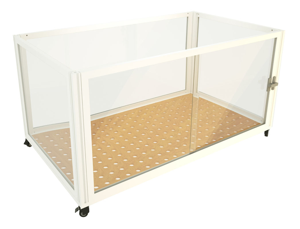 White Pet Carrier Training Cage Metal Dog Cage với 4 bánh cửa trượt thiết kế di động